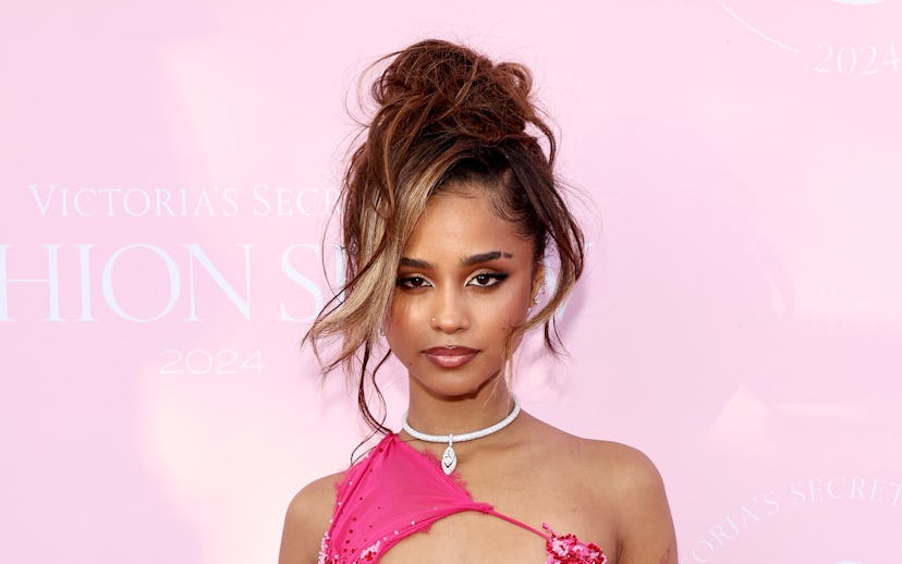 NEW YORK, NEW YORK - OCTOBER 15: Tyla attends the Victoria's Secret Fashion Show 2024 on October 15,...