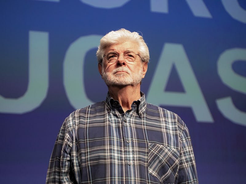 CANNES, FRANCE - MAY 24: George Lucas speaks on stage at Rendez-vous with George Lucas at the 77th a...