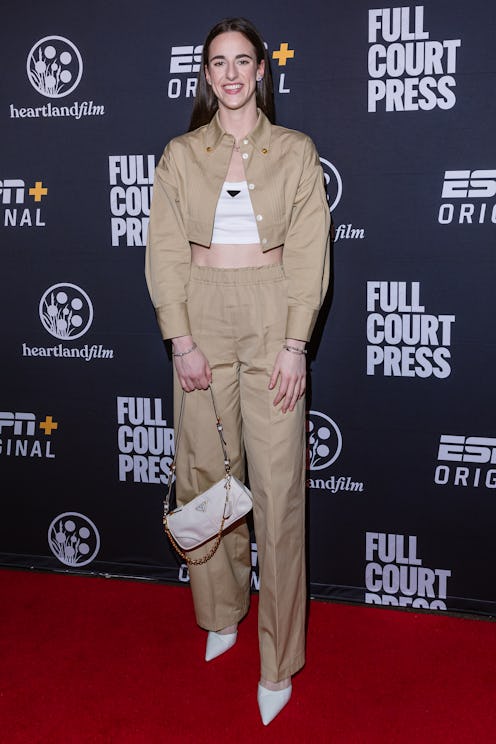 INDIANAPOLIS, INDIANA - MAY 6: Caitlin Clark attends the ESPN+ Full Court Press premiere at The Tob...