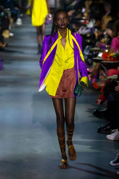 very peri purple, yellow and brown Valentino spring summer 2022 runway