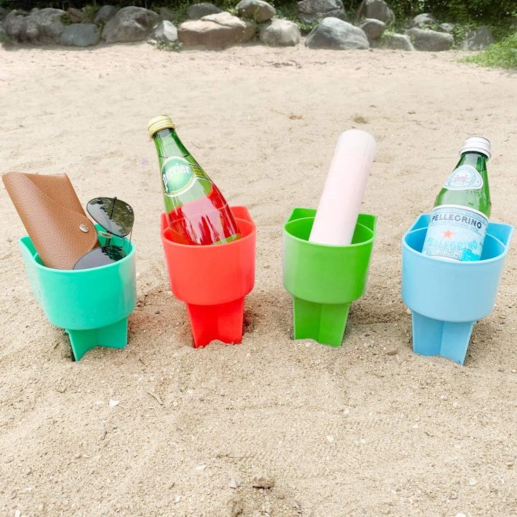 Home Queen Beach Cup Holder with Pocket (Set of 4)