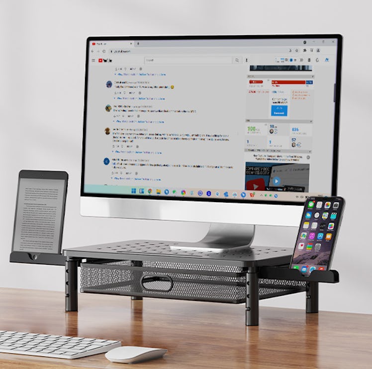 Zimilar Monitor Stand with Drawer and Phone Holder
